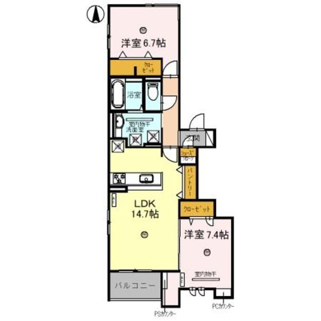 和歌山市北田辺丁のアパートの間取り