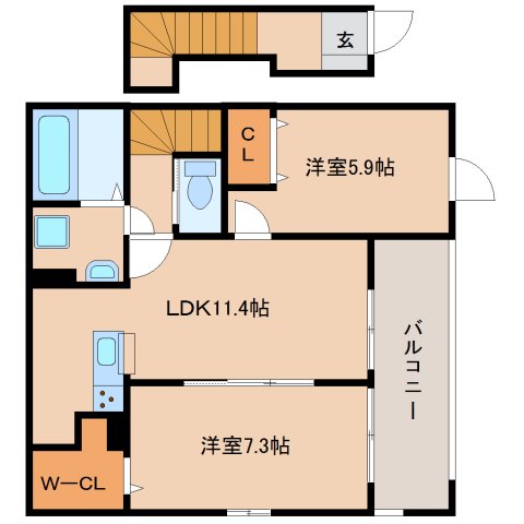 橿原市高殿町のアパートの間取り