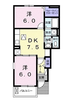 安芸高田市吉田町山手のアパートの間取り