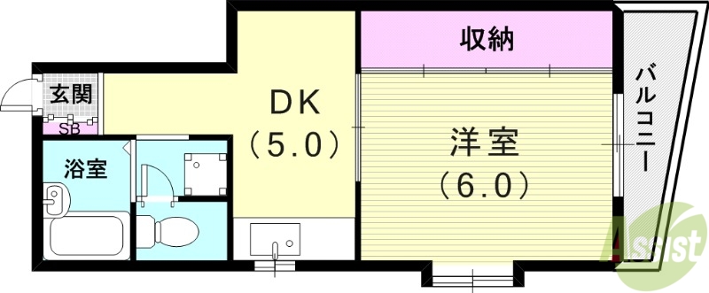 西宮市下大市東町のマンションの間取り