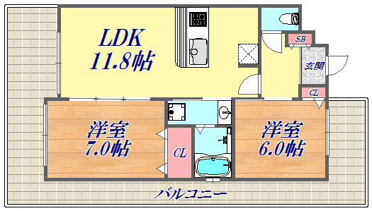 エステムプラザ神戸西5ミラージュの間取り