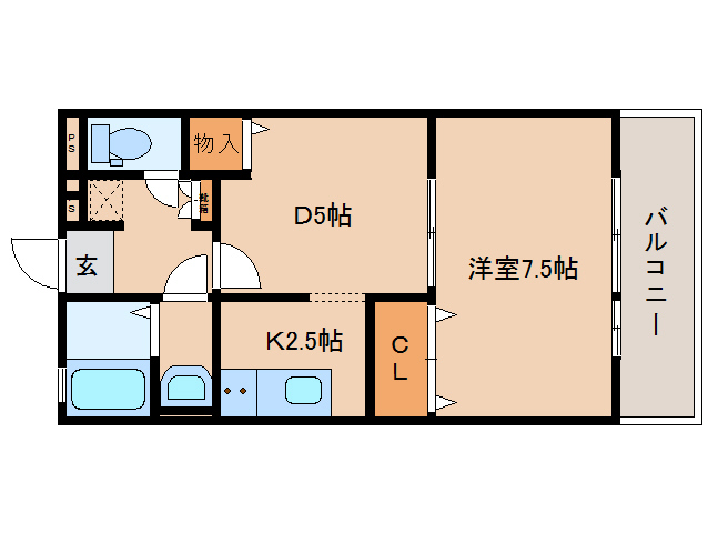 木津川市梅美台のアパートの間取り