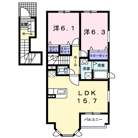 サンセール　Ａの間取り