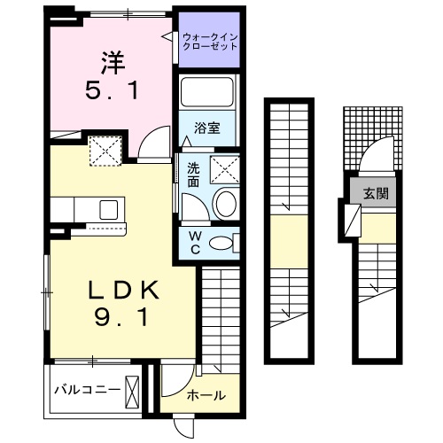 姫路市龍野町のアパートの間取り