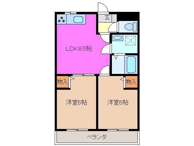 いなべ市大安町高柳のマンションの間取り