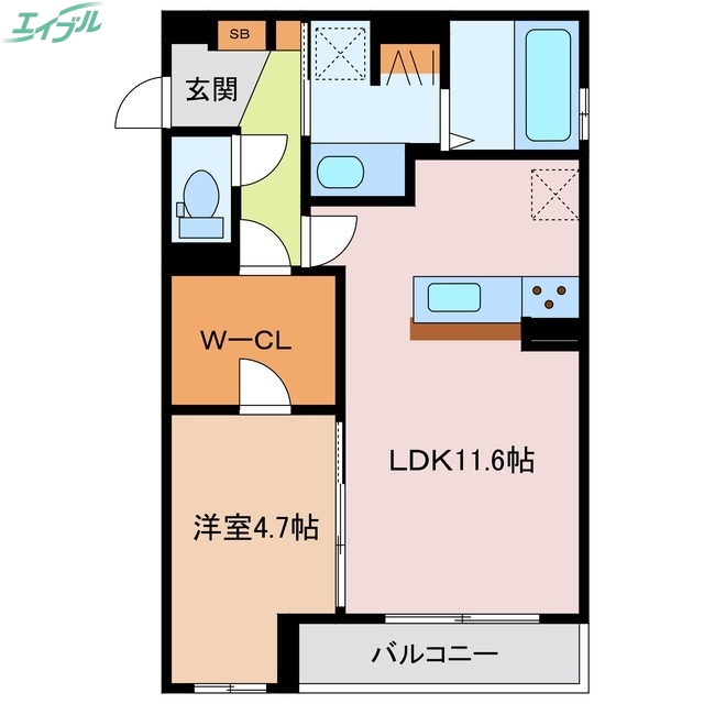 Ｄ-ｃｈａｍｂｒｅ北浜町　Aの間取り