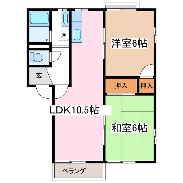 松本市大字大村のアパートの間取り