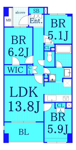 横浜市港南区港南台のマンションの間取り