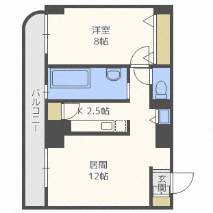 【札幌市中央区南六条西のマンションの間取り】