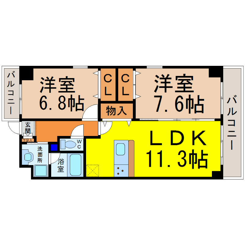 【名古屋市東区代官町のマンションの間取り】