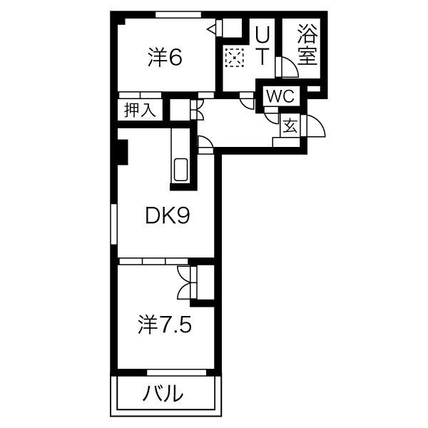 札幌市中央区北七条西のマンションの間取り