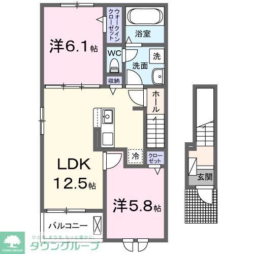 入間郡毛呂山町若山のアパートの間取り