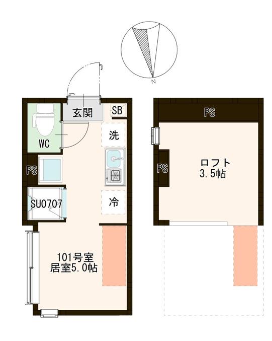 西武新宿線 都立家政駅 徒歩9分 2階建 築1年の間取り写真