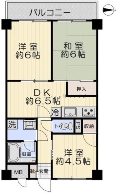 グリーンライン 日吉駅 徒歩12分 5階建 築39年の間取り写真