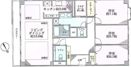 麻布広尾ナショナルコートの間取り写真