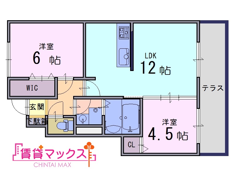 葛城市北花内のアパートの間取り