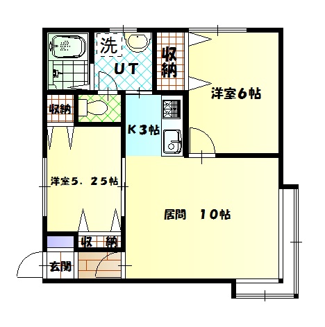 旭川市東光十二条のアパートの間取り