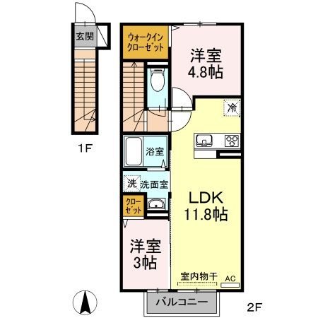 築上郡築上町大字築城のアパートの間取り