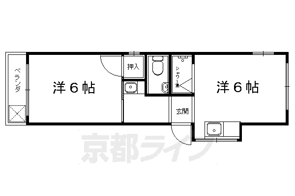 【京都市左京区山端滝ケ鼻町のマンションの間取り】