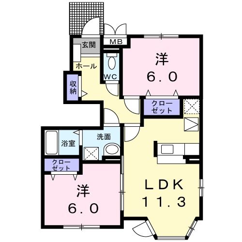 新居浜市沢津町のアパートの間取り