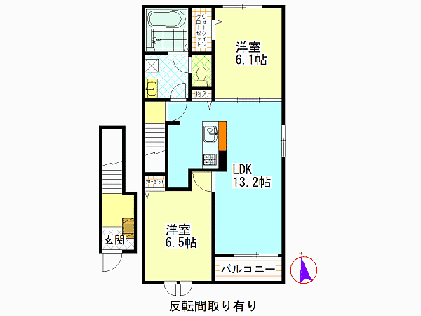 江田島市能美町中町のアパートの間取り