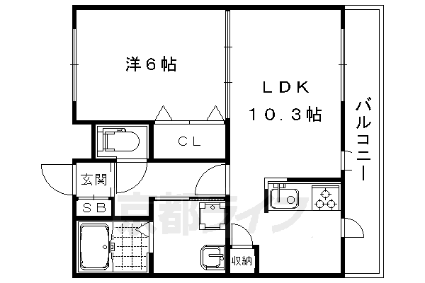 京都市右京区太秦奥殿町のマンションの間取り