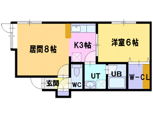 江別市野幌若葉町のアパートの間取り