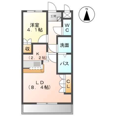 【豊田市越戸町のアパートの間取り】