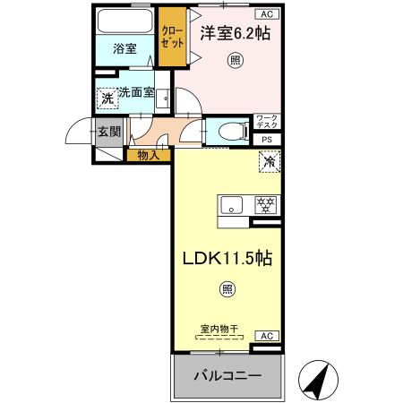 宇土市北段原町のアパートの間取り