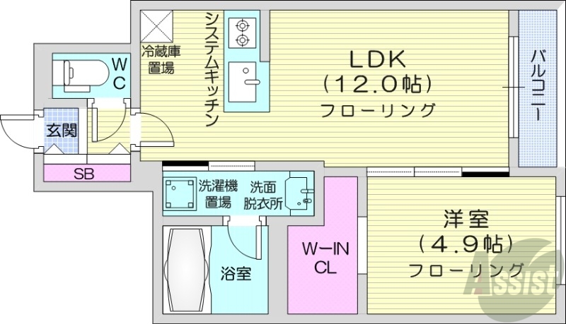 【札幌市豊平区豊平四条のマンションの間取り】