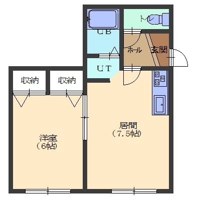 函館市海岸町のアパートの間取り