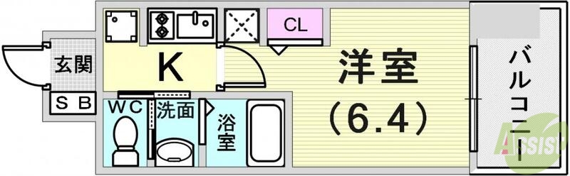 エステムコート神戸ハーバーランド前VIIレーベルの間取り