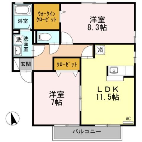 福山市御幸町大字森脇のアパートの間取り