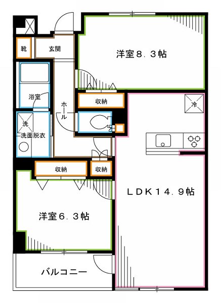 新宿区中落合のマンションの間取り