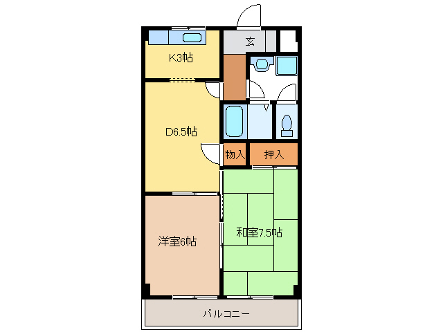 大垣市牧野町のマンションの間取り