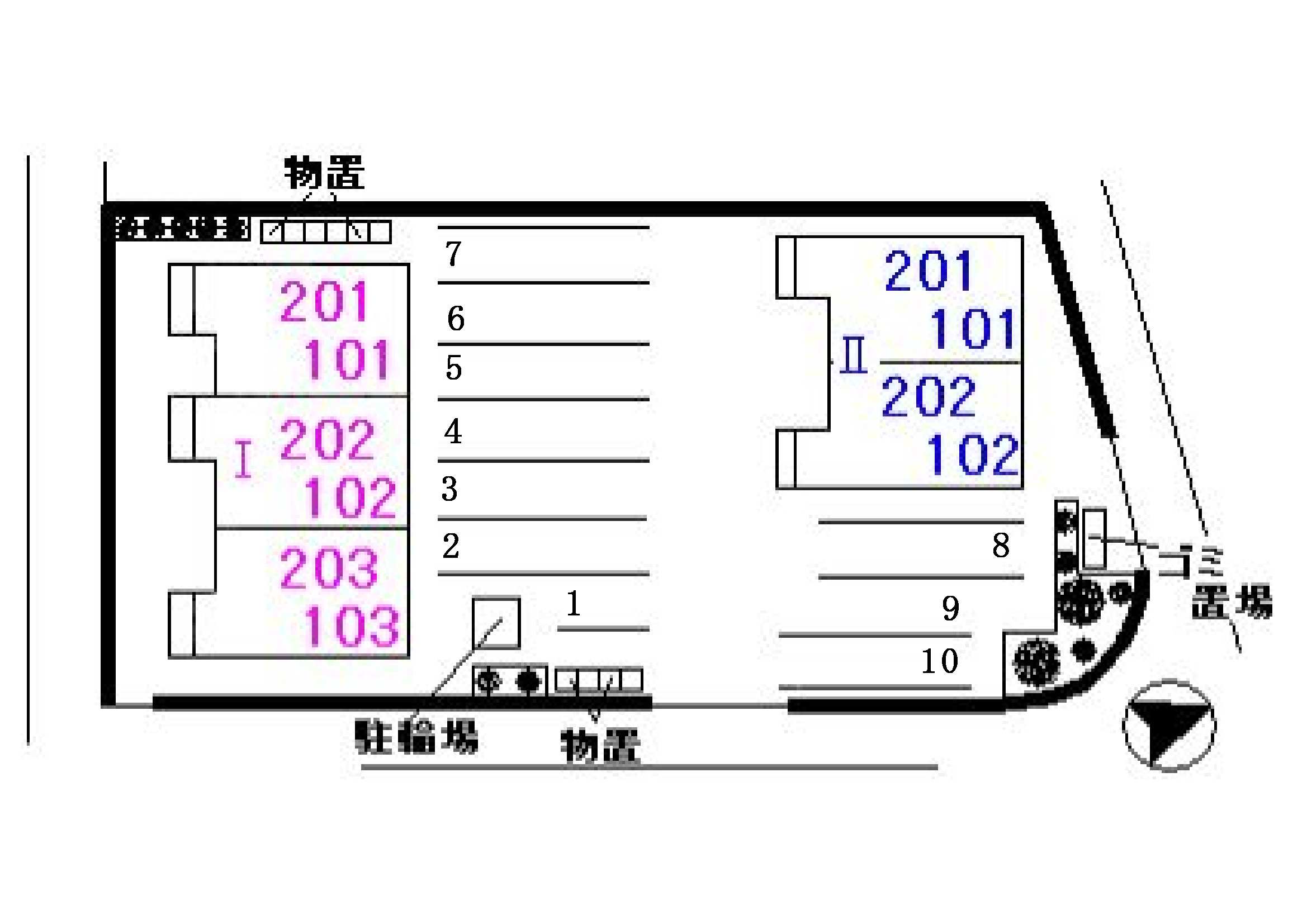 【シエルブルーI　202号室の駐車場】