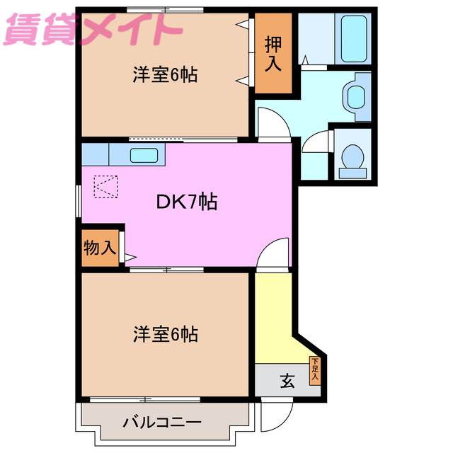 いなべ市大安町高柳のアパートの間取り