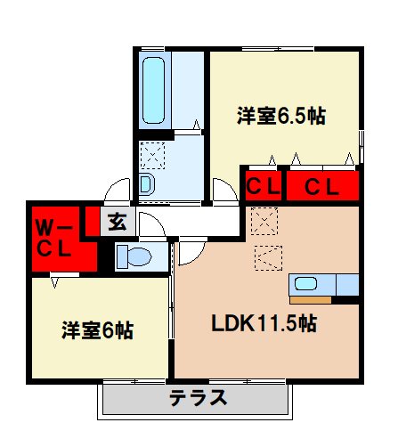 ボヌール和Bの間取り