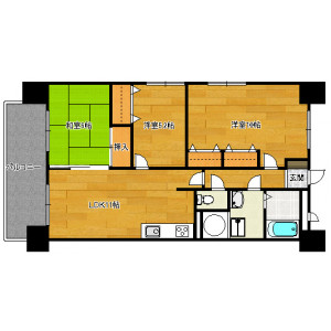 福岡市博多区青木のマンションの間取り