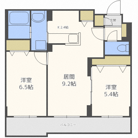 札幌市豊平区平岸一条のマンションの間取り