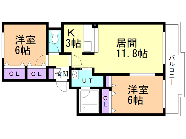 札幌市白石区菊水九条のマンションの間取り