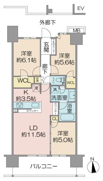 オーベルグランディオ品川勝島の間取り