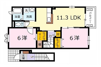 広島市安佐北区亀山のアパートの間取り