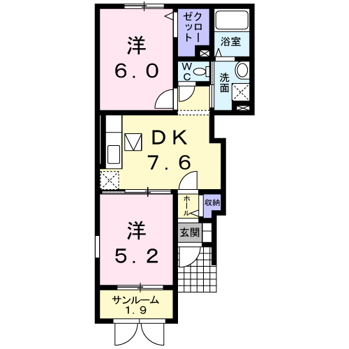 五泉市船越のアパートの間取り