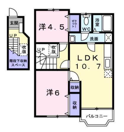 備前市東片上のアパートの間取り