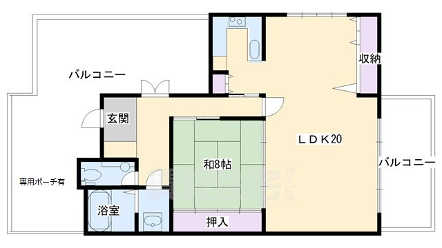 京都市上京区鶴山町のマンションの間取り