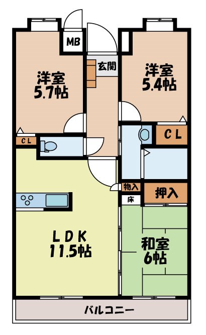 アクロスヴェール御船蔵の間取り