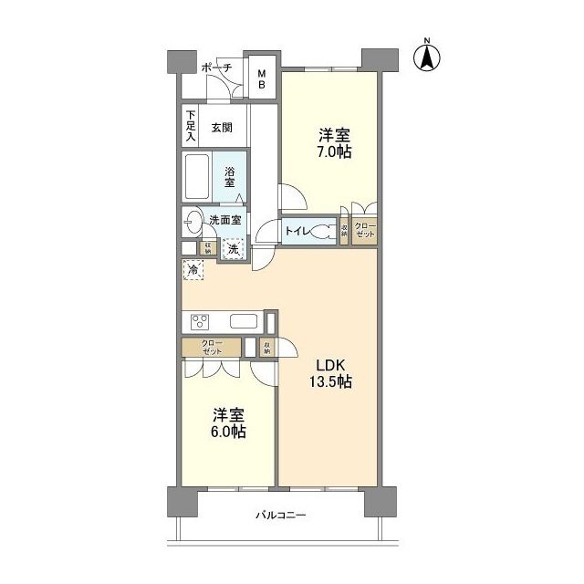 茨木市東中条町のマンションの間取り