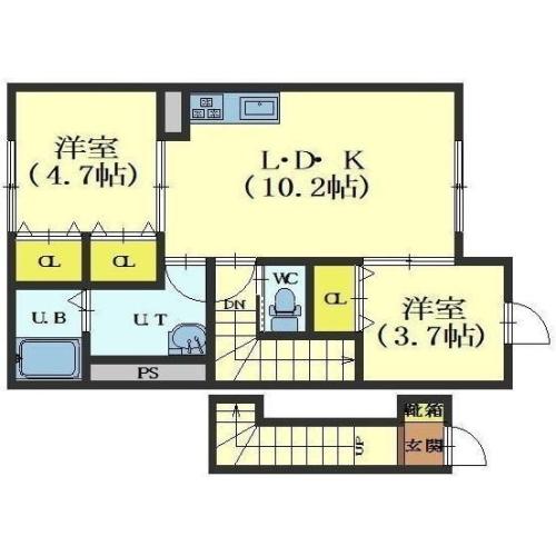 亀田郡七飯町大中山のアパートの間取り