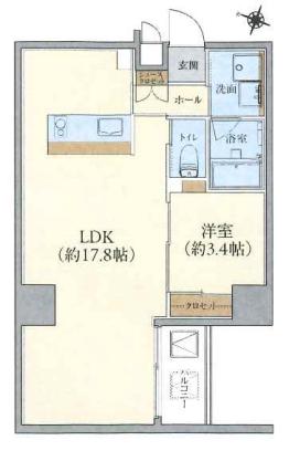 神戸市中央区磯上通のマンションの間取り